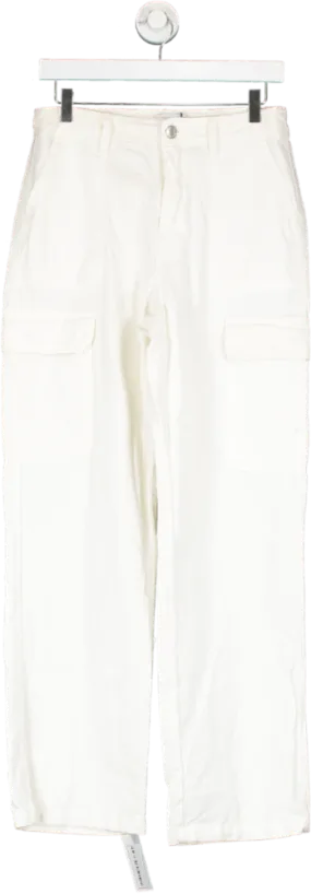 ZARA Cream Belted Paperbag Cargo Trousers UK 10