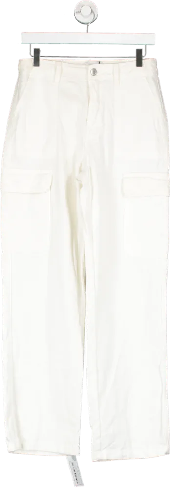 ZARA Cream Belted Paperbag Cargo Trousers UK 10